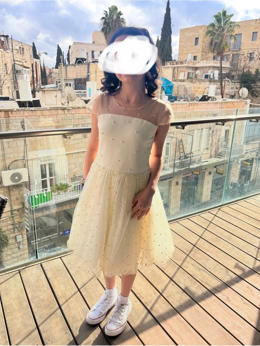 Zoe Ltd Girls' Cream Tulle Party Dress